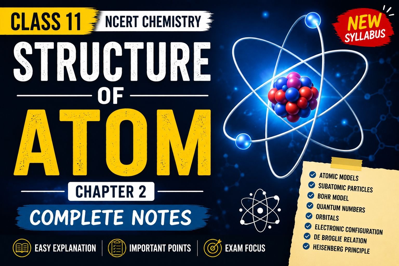 Structure of Atom Class 11 NCERT Chemistry — Chapter 2 Complete Notes