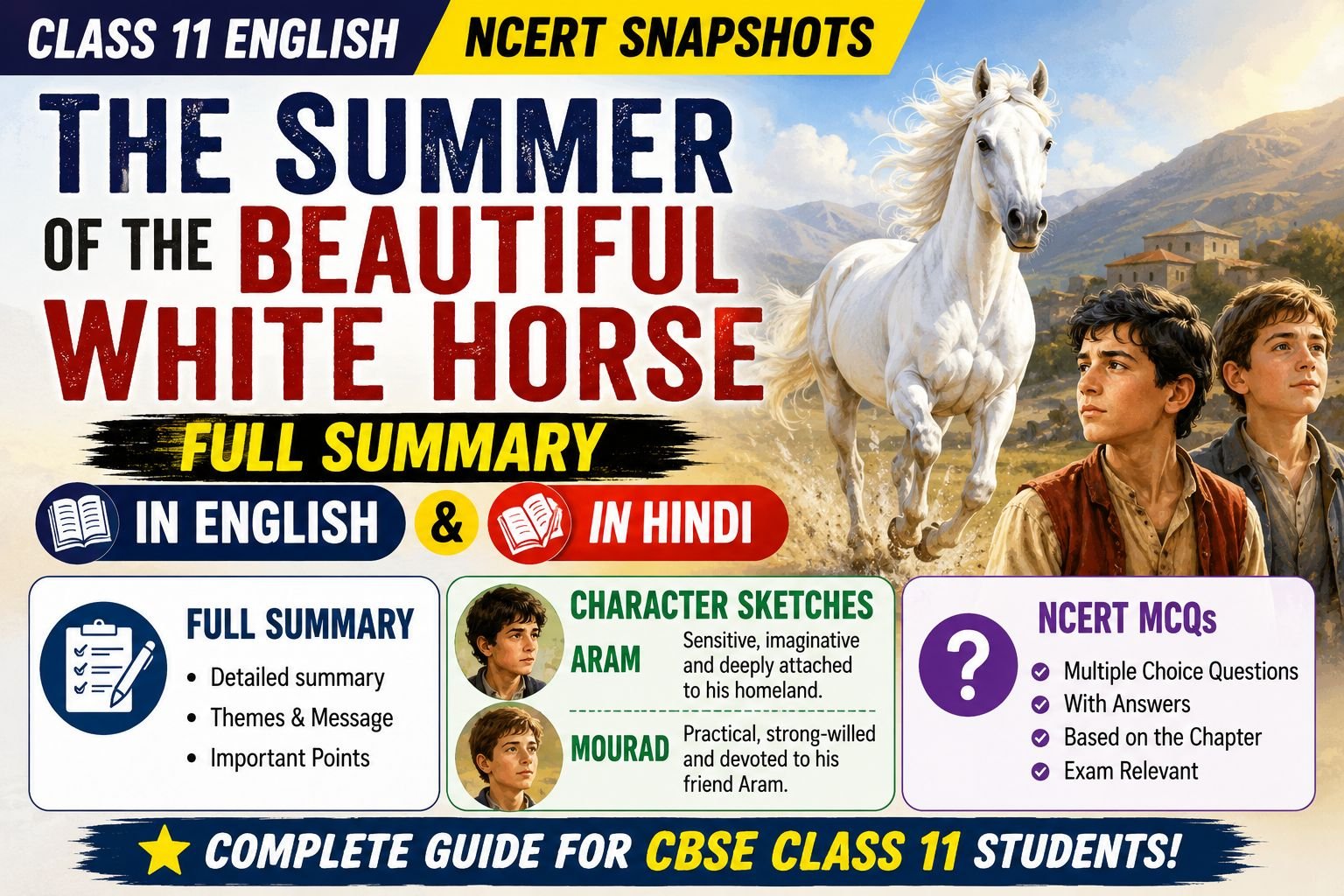 The Summer of the Beautiful White Horse Summary, Class 11 Snapshots Chapter 1