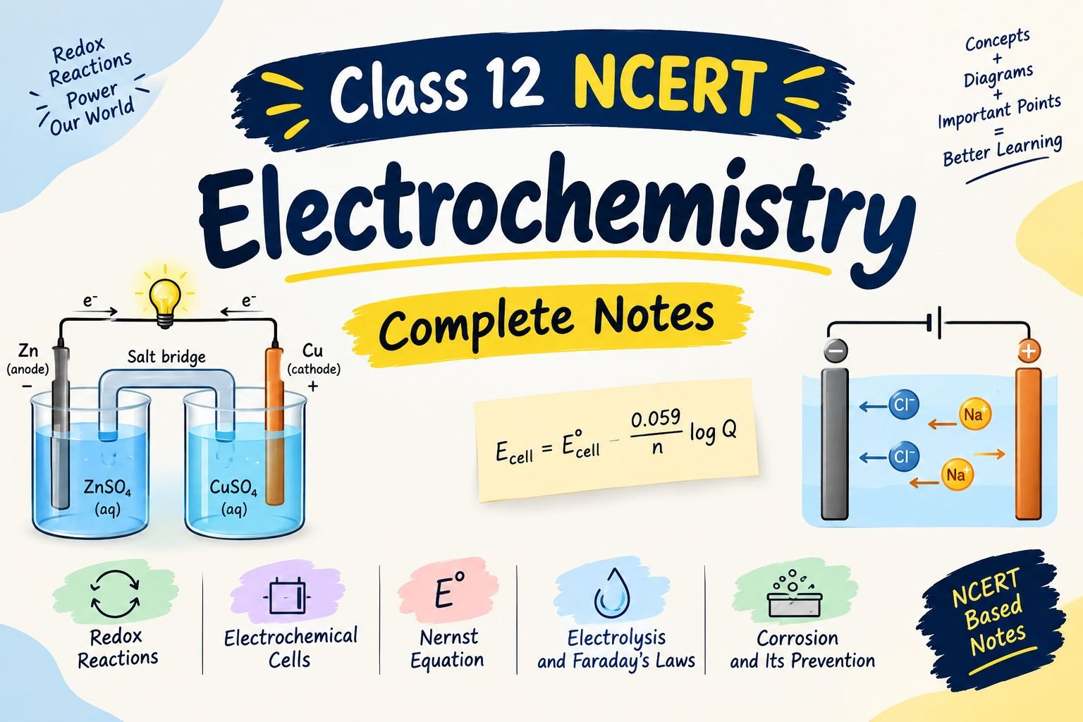 Electrochemistry Class 12 NCERT Complete Notes, Formulas & Mind Map