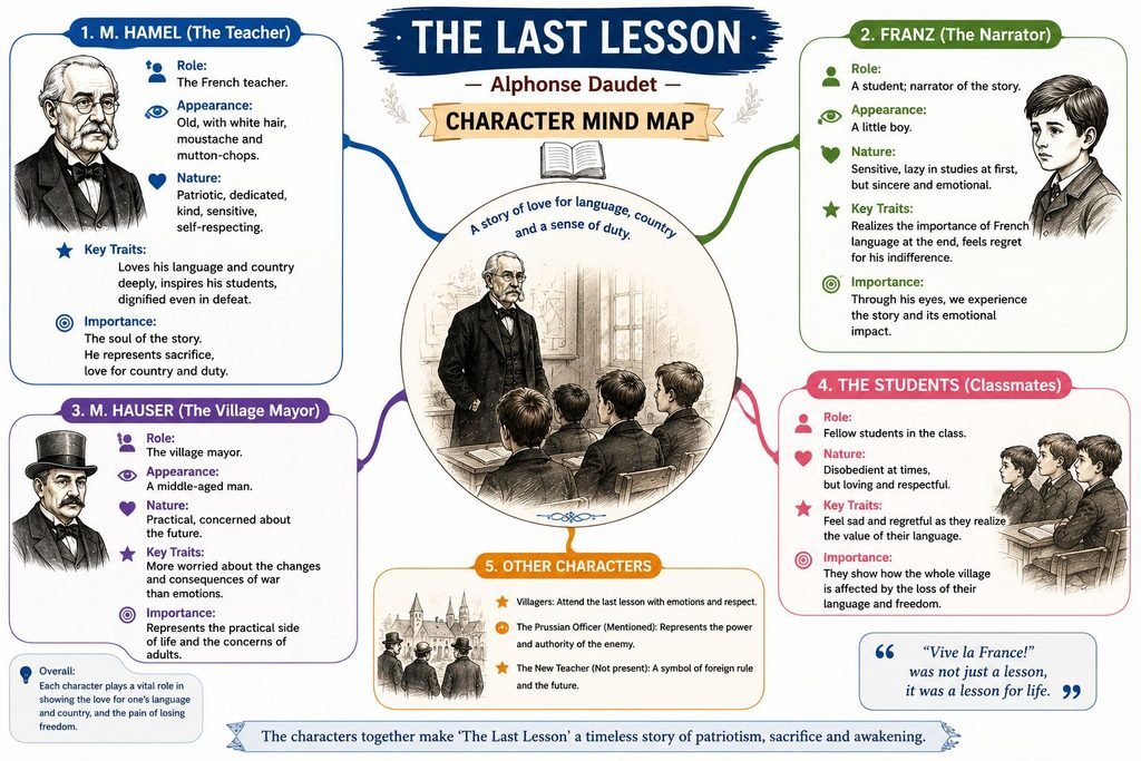 The Last Lesson By Alphonse Daudet caracter mind map