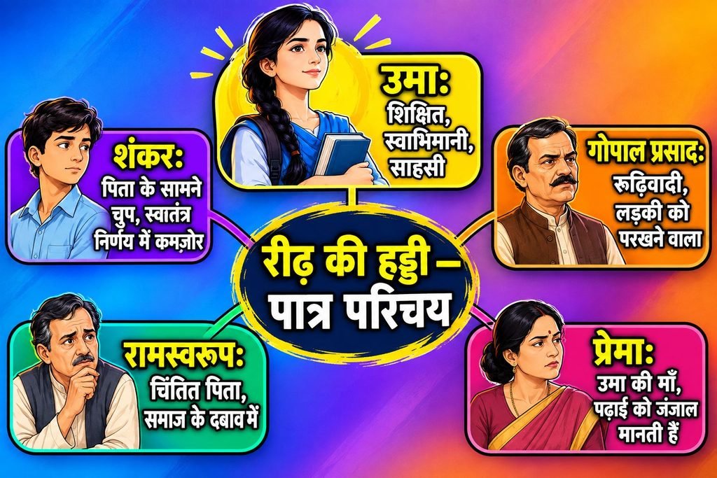 ‘रीढ़ की हड्डी’ पात्र-परिचय (Character Sketch)